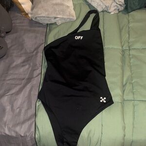 Off-White Black One-Shoulder Swim One Piece